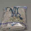 Beige Scalloped Shower Curtain Linen Textured with 12 Metal Hooks Cute Heavy Duty Washable Waterproof Neutral Thick Cloth Shower Curtains with Blue Border for Bathroom Hotel Bathtub, W72xL72