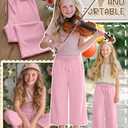 Halfchet Girls Capri Pants Wide Leg Sweatpants Baggy Cropped Pants Loose Fit Casual Basic Capris with Pockets for Ages 5-14(11-12 Years,Pink)
