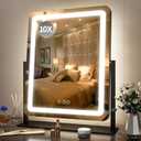 FENNIO Vanity Mirror with Lights 19"x22" - LED Lighted Makeup Mirror,Large Makeup Mirror with Lights,Touch Screen with 3-Color Lighting,Led Mirror Makeup,Dimmable, for Vanity Desk Tabletop, Bedroom (Black)