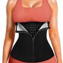 LEINIDINA Womens Waist Trainer Corset with Zipper Sweat Waist Trimmer for Women Workout Belt Corset Shapewear M/L