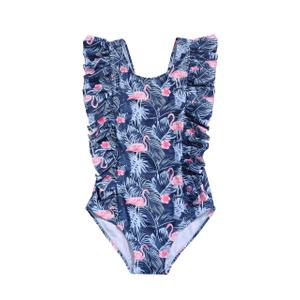 LIZENS Girls One Piece Hawaiian Ruffle Swimsuit - Beachwear Bathing Suit for Kids(BL046,6-7T)