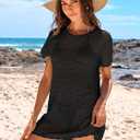 ANRABESS Swimsuit Cover Up for Women 2026 Crochet Bathing Suit Swimwear Mesh Knit Beach Dress Summer Vacation Clothes (Black, S)