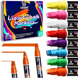 IJIANG Chalk Markers Neon 8 Colors, Jumbo Liquid Chalk Markers with 10mm 3-in-1 Tips Perfect for Blackboard Whiteboard Chalkboard and Window Cars Glass Mirror, Dry & Wet Erase Pens