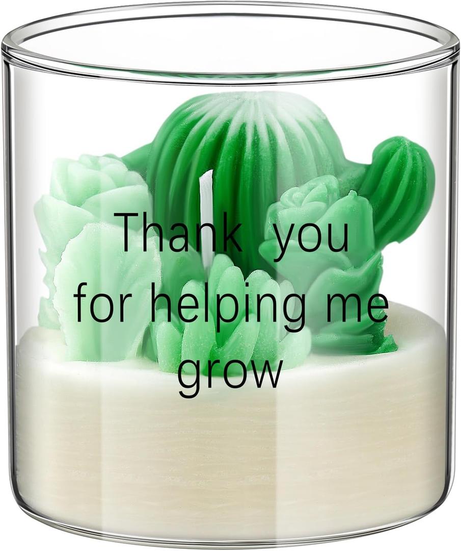 Christmas Teacher Gifts Candle Teacher Appreciation Gift Cactus Candles Gift Thank You for Helping Me Grow Natural Soy Wax Candle for Birthday Retirement Gifts, 6oz