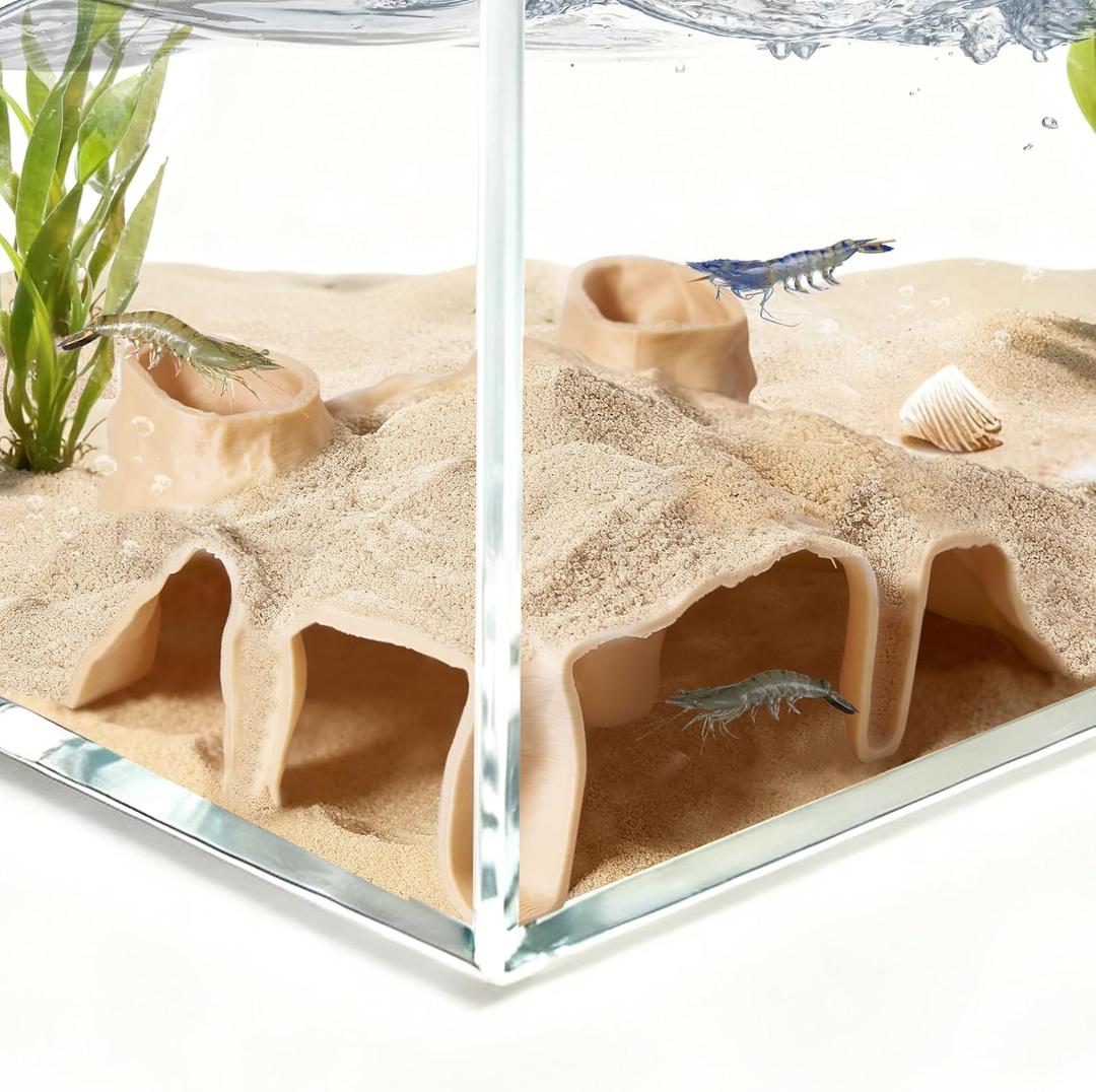Aquarium Corner Cave, Underground Aquarium Cave Tunnel, Corner Viewing Fish Tank Hideout, Under Gravel Tunnel for Fish and Shrimp (Yellow)