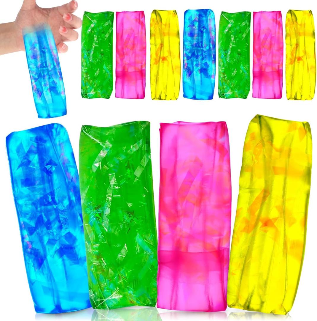 12 Pcs Water Wigglers Snake Toy Fidget Water Snake Trick Stress Toy Can't Hold Novelty Trick Slippery Tube for Home School Birthday Gifts, 4.33 x 1.57''(Lovely)