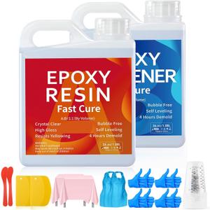 JANCHUN Crystal Clear Epoxy Resin Kit 72oz, Bubble-Free, Anti-Yellowing, Self Leveling Easy Mix 1:1 Coating and Casting Resin for Table Top, Molds, Tumbler Crafts, Painting, Jewelry, DIY Gifts