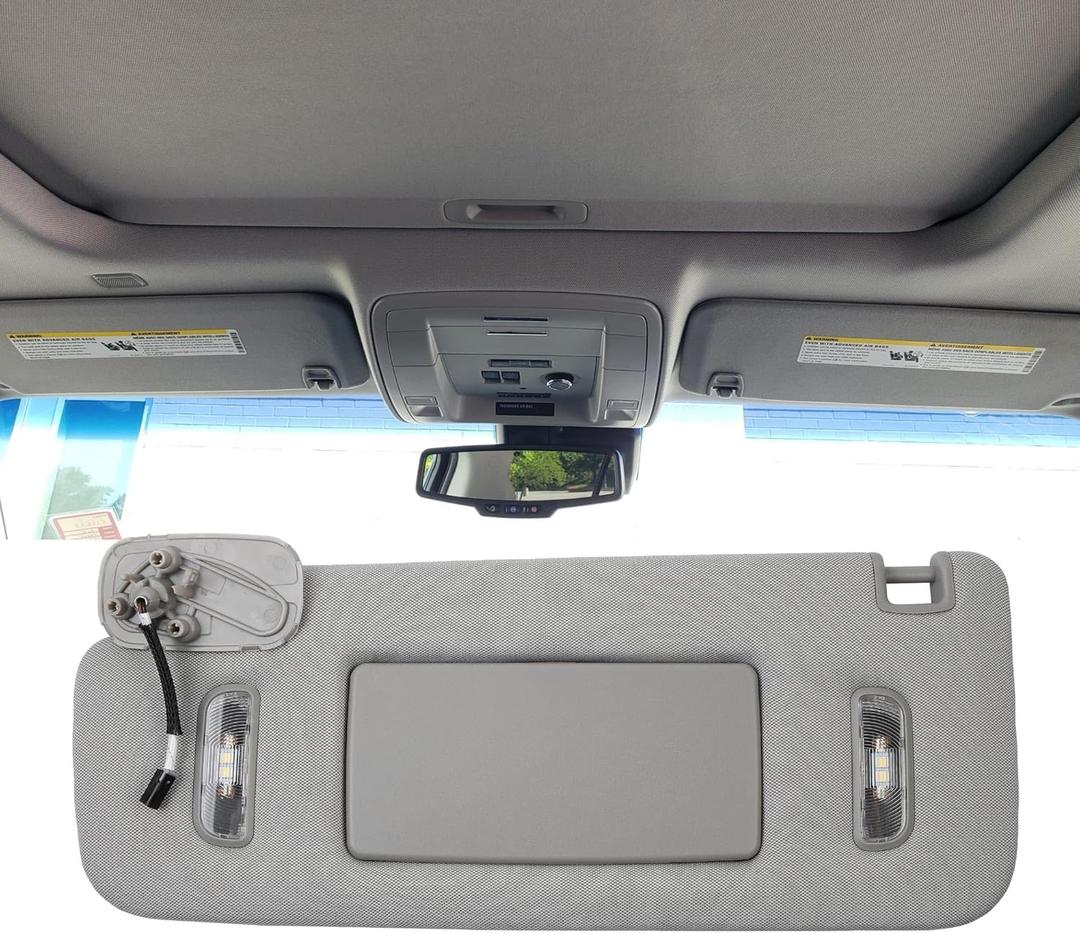 Dasbecan Left Driver Side Sun Visor Compatible with 2015-2019 Cadillac Escalade, Chevrolet Silverado/Suburban/Tahoe, GMC Sierra/Yukon Sunvisor (Gray)