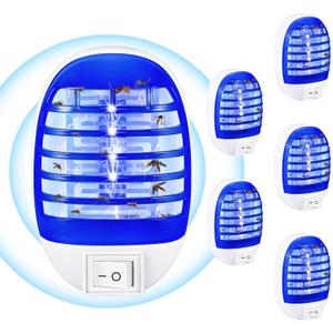 2026 Upgraded Bug Zapper Indoor Plug in, 6 Pack Mosquito Zapper Indoor Silent Mosquito Killer, Electric Fly Trap & Fruit Fly Killer with Blue Light for Baby RoomKitchen, Bedroom, Office