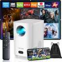 [Electric Focus]Projector with WiFi and Bluetooth, Native 1080P 15,000 Lumens 4K Supported, Agreago Outdoor Movie Projector for Home Theater UP to 300", for iOS/Android/Laptop/TV Stick/HDMI/USB (White)