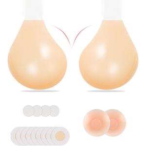 Sticky Bra for Large & Saggy Breasts – Invisible Lift Push Up Bra, Reusable Strong Adhesive No-Show Sticky Boobs (US, Cup Band, DDD, Natural Style)