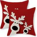 Christmas Pillow Covers 18x18 Set of 2 Christmas Decorations Linen Red Pillowcase Winter Elk Deer Christmas Throw Pillows Christmas Holiday Decor Outdoor Cushion Covers for Couch Home Decor