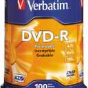 Verbatim DVD-R Blank Discs AZO Dye 4.7GB 16X Recordable Disc Spindle, Silver