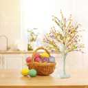Ethlomoer Easter Decorations, 2 Pcs 25 Inch Pre-Lit Easter Egg Tree with Timer, Battery Powered Easter Birch Tree with 24 LED Lights, Easter Trees for Home Party Wedding Holiday Spring Decoration