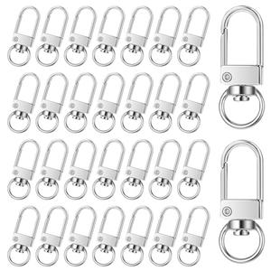 30PCS Metal Lobster Claw Clasps, Lanyard Swivel Snap Hooks with Key Rings, Heavy Duty Metal Keychain Clip, DIY Accessories for Bag Key Chains Connector Jewelry Making (Silver)
