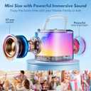 HWWR Mini Karaoke Machine for Kids, Portable Bluetooth Karaoke Speaker with 2 Wireless Microphones and Phone Holder, Birthday Gifts for Girls Boys Age 3-14+, Singing Machine for Home Party