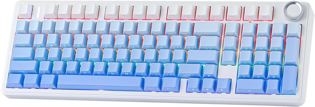 Aula F99 PRO 96% Mechanical Gaming Keyboard, BT5.0/USB-C/2.4GHz Wireless, Hot Swappable Gasket Custom Keyboard with 8000mAH Battery, Rotary Knob, RGB Backlit for Win/Mac (Blue)