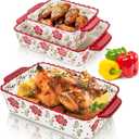 Coloch 2 Pack Ceramic Baking Dishes, Rectangular Bakeware Set Hand-painted Lasagna Pan Porcelain Serving Bakeware for Pasta, Chicken, Kitchen, Banquet, Microwave, and Dishwasher Safe