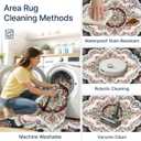 8x10FT Washable Area Rug for Living Room, Vintage Boho Floral Medallion Rug, Non-Slip Low Pile Indoor Carpet for Bedroom, Dining Room, Home OfficeBeige White