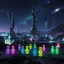 CroBlissful 40 Pcs Mini Alien Figures Space Party Favor Glow in The Dark Little Small Tiny Alien Figurines to Hide and Seek Prop Party Prank Gifts Goodie Bag Fillers Cake Topper(Colorful)