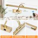 Tassuowell Picture Light Battery Operated with Remote, 3CCT Dimmable Picture Light for Paintings, Brass Rechargeable 24 inch Battery Operated Wall Sconce for Art Lighting Gallery Portrait Artwork