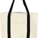 uxcell Canvas Tote Bag, Reusable Canvas Bag Tote Bag with An External Pocket, Multipurpose Canvas Tote Bags Shopping Bag