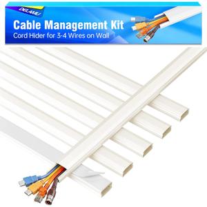 Delamu Beige Cord Hider, 85in Cord Covers for 3-4 Wires on Wall, Beige Cable Hider Cable Management, Easy Set up Wire Hiders Wire Covers for Cords on Wall, TV Cables Cover Concealer, 6X W1.18 H0.67in