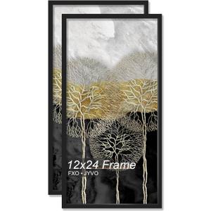 12x24 Picture Frame Set of 2 for Photo Poster Horizontally/Vertically | Black Light Weight and High Transparent 12 x 24 Frame for 12by24 Pciture Wall Mount(2 Packs|Black|12x24)