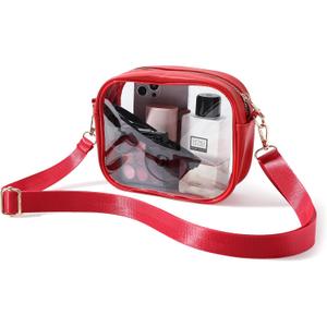 TOBVZOO Clear Bag Stadium Approved, Crossbody Transparent Bag for Concerts Sports Events, Purses for Men & Women (Red)