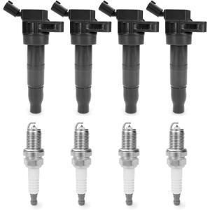 4x Ignition Coils and 4x Iridium Spark Plugs Compatible with Hyundai Santa Fe 2010-2012 L4 2.4L, Sonata 2009-2010 & Kia Forte 2010-2013, Optima 2009-2010 UF-611