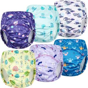 MooMoo Baby Plastic Training Underwear Leakproof Rubber Pants for Potty Training for Boys and Girls (7T, Purple)