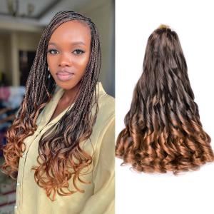 Spiral Curl Hair Extensions 16Inch Silky Ombre Curly Braiding Hair 75g/Pack Boho French Curls for Black Women 8 Pack Synthetic Pre Stretched Braiding Hair for Black Woman (16 Inch,8 Pack,T30)