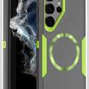 Designed for Samsung Galaxy S24 Ultra Case,Magnetic,Double Drop Protection Heavy Duty,Compatible with MagSafe,Dustproof,No Fading, No Yellowing,for Men Women,Grey Green