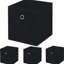 13 inch Record cubes storage bins,collapsible fabric storage cubes Decorative storage basket,apply to clothes organizer box,shelves in closet,laundry,daycare centers,offices,4 Pack(Black)