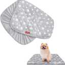 Waterproof Dog Bed Covers Replacement Washable Pet Hair Easy to Remove, Noiseless Quilted Puppy Pet Bed Cover Lovely Grey Star Print 16x25 Inches, for Dog/Cat, Cover Only
