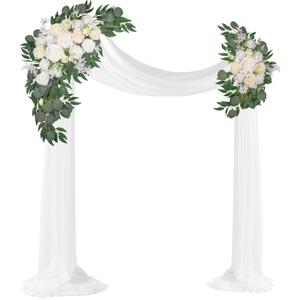 Wedding Arch Flowers Kit 2pcs Artificial Floral Swag Arrangement with 1pcs Drape for Wedding Ceremony Arbor Backdrop Decoration White Wedding Arch Flowers Kit 2pcs Artificial Floral Swag Arrangement with 1pcs Drape for Wedding Ceremony Arbor Backdrop Decoration White