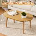 Coffee Table Low Table with Solid Wood Legs, 23.6" Small Oval Coffee Table Side Table, Floor Table Desk for Sitting on The Floor, Storage and Living Room Furniture for Office Apartment Home, Natural