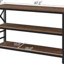 HOMBAZAAR Sofa Table,Industrial Console Table with Storage,Entryway Table with Engineered Wood and Metal,Rustic 3 Tier Shelf for Living Room,Hallway,Brown,47 Inch