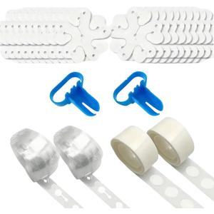 PayPie 20 Pcs Balloon Flower Arch Clips, 32Ft Balloon Tape Strip, 200 Pcs Glue Point Dots Tape, 2 Pcs Tying Tool, Unisex, White, Balloon Arch Kit for Birthday Parties