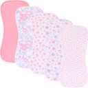 Sleepyturtle 5 Pack Waterproof Baby Burp Cloths Extra Absorbent and Soft (Pink-BF),19"L x 8.7"W