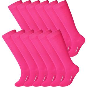 Haysandy 12 Pairs Youth Socks Bulk Soccer Football Softball Baseball Socks for Athletic Girls Kids Youth Adults Team Sport (Medium, Hot Pink)