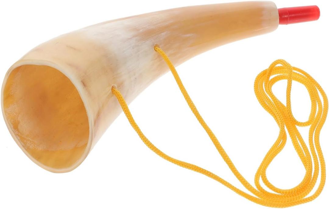 SUPVOX Viking War Horn, Ox Battle Trumpet with Strap Loud Sound Norse Cosplay Festivals Ceremonies Medieval Horn Instrument Unique