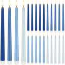 Baquler 24 Pcs 11'' Blue Flameless Taper Candles Battery Operated Candles LED Plastic Gradient Flickering Candlesticks for Wedding Church Dinner Home Christmas Party Decor