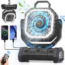 Portable Fan Rechargeable, 20000mAh Cordless Battery Powered Camping Fan with LED Light & Remote, 4 Speeds Wind, Timer, USB C, Hanging Hook, Oscillating Fans for Travel Tent, Camping Essentials