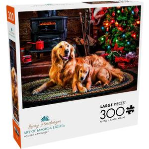 Buffalo Games - 300 Piece Jigsaw Puzzle - Dogs Under The Tree - Christmas Scene Puzzles for Adults and Families - Perfect for Dog Lovers (Large)