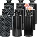 Brajttt Glass Bud Vase Set In Bulk, 9 Pcs Mini Vintage Flower Vases for Wedding, Black Relief Vase for Centerpieces, Home Table Flower Decor, Party Decorations
