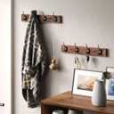 2 Pack Coat Hooks Wall Mount,Wooden Wall Hat Rack with 4 Hooks for Hanging Coat,Bag,Towel(Brown)