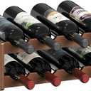 Wine Rack |Open & 2-Tier Bamboo Wine Holder| Freestanding Floor & Countertop Wine Display-Space-Saving Wooden Wine Storage Shelf for Kitchen, Cabinets,Bar & Dining Room(1, 2-Tiers)