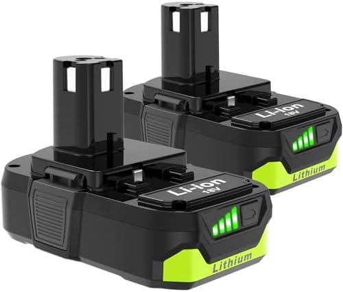 Koedsion 2-Pack 18V 3.0Ah Extended and Reliability Batteries Replacement for Ryobi 18V Battery, Compatible with Ryobi one+ 18V Cordless Power Tools and Chargers (Matte Black)