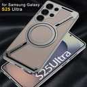 Magnetic for Samsung Galaxy S25 Ultra Leather Case,[Compatible with Wireless Charging] Business Luxury PU Leather Shockproof Protective Slim Phone Cover for Samsung Galaxy S25 Ultra(Beige)